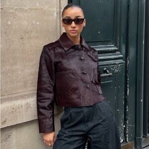 Mango burgundy ponyhair jacket